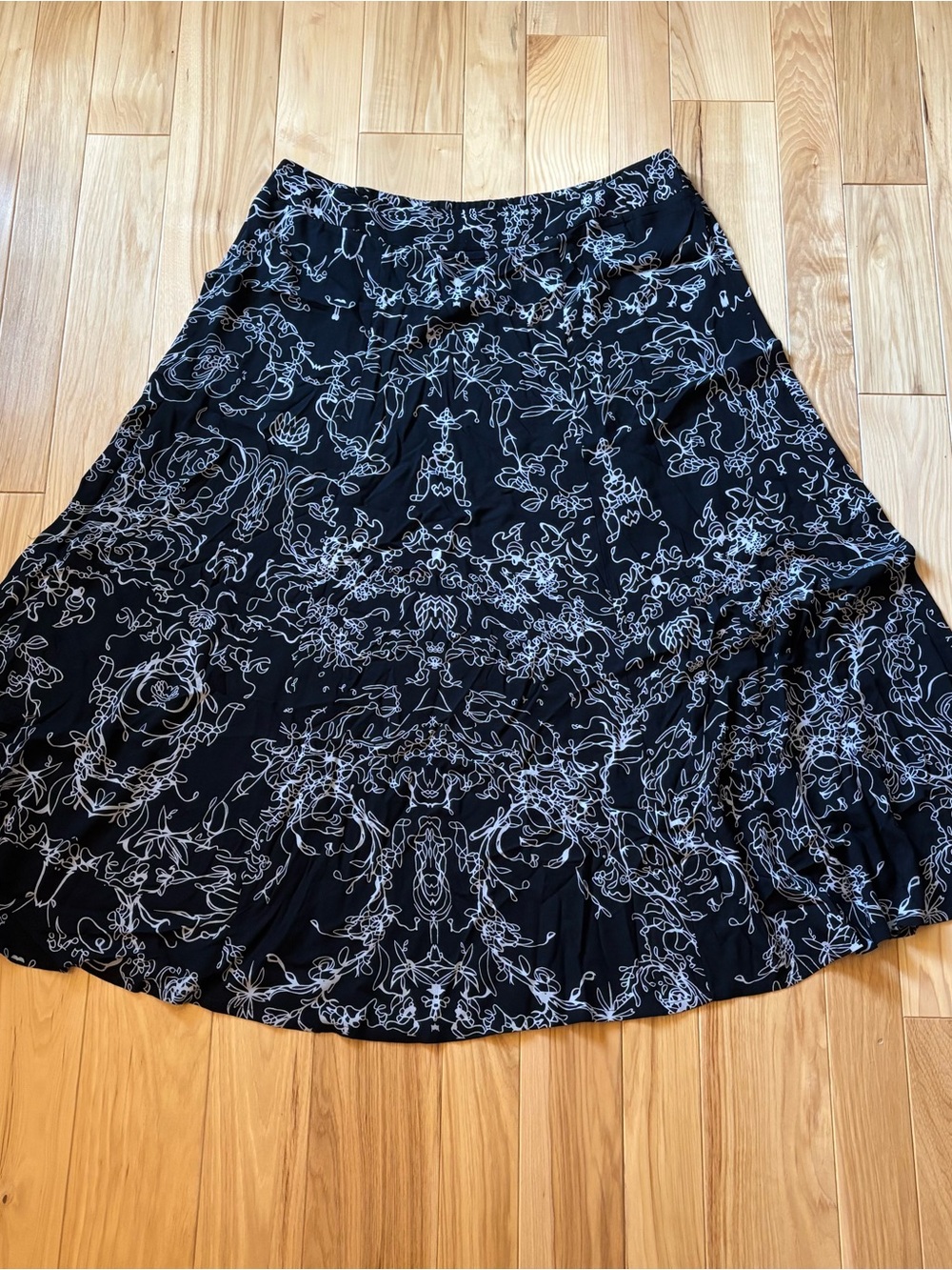 Soft Surroundings Black Abstract Patterned Boho Rayon Maxi Skirt